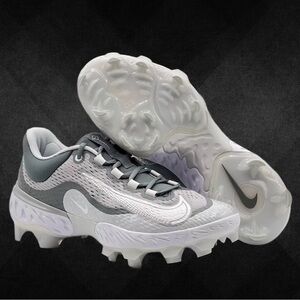 Nike Alpha Huarache Elite 4 Men’s Baseball Cleats Grey White FD6221-012 Sz7.5